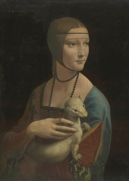 Leonardo da Vinci 'Lady with an Ermine', Italy, 1489-90, Reproduction 200gsm A3 Vintage Classic Art Poster