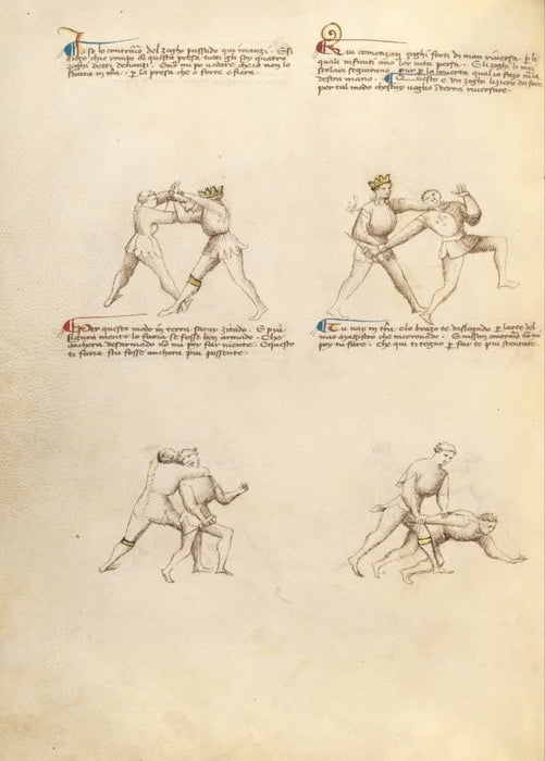 Vintage Martial Arts 'Position Chart 40', from 'Fior di Battaglia', Italy, 14th Century, Reproduction 200gsm A3 Swordfighting, Armed Combat and Self-Defence Poster