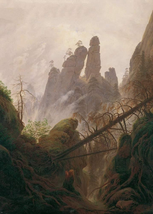 Caspar David Friedrich 'Rocky Ravine in The Elbe Sandstone Mountains', Germany, 1823, Reproduction 200gsm A3 Vintage Classic Art Poster - World of Art Global Limited