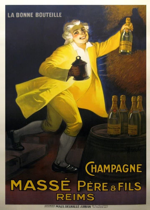 Vintage Beers, Wines and Spirits 'Champagne Masse Pere and Fils', France, 1920, Reproduction 200gsm A3 Vintage Poster