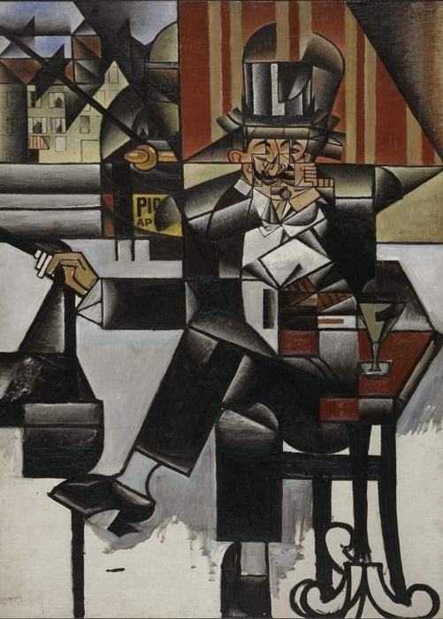 Juan Gris 'Man in a Cafe', Spain, 1913, Reproduction 200gsm A3 Vintage Classic Art Poster