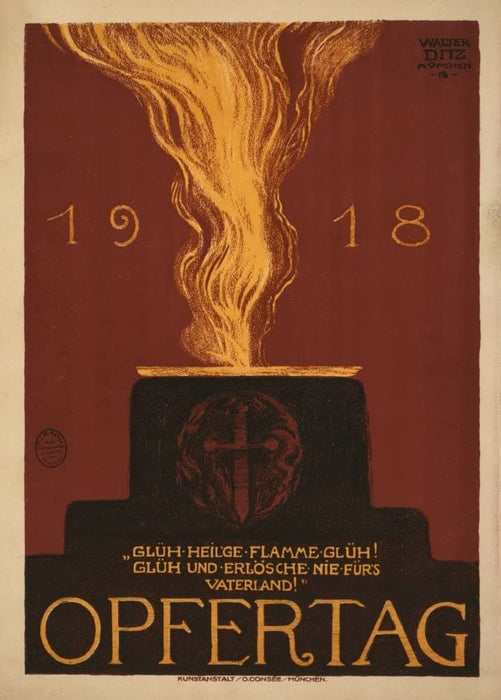 Vintage German WW1 Propaganda 'Sacrifice', 1918, Germany, 1914-18, Reproduction 200gsm A3 Vintage German Propaganda Poster