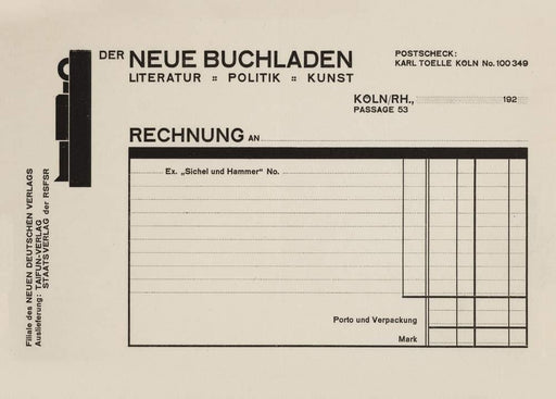 Franz Wilhelm Seiwert 'Der neue Buchladen', Germany, 1925, Reproduction 200gsm A3 Vintage Bauhaus Constructivism Art Poster - World of Art Global Limited