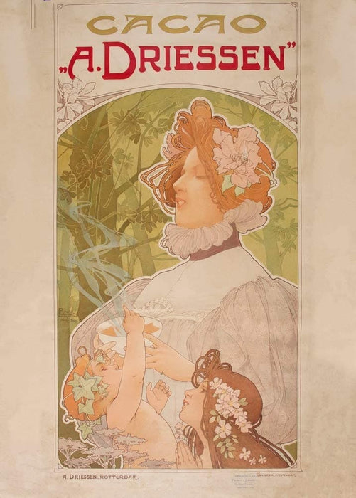 Henri Privat-Livemont 'Cacao A, Driessen', Belgium, 1900, Reproduction 200gsm A3 Vintage Classic Art Nouveau Poster