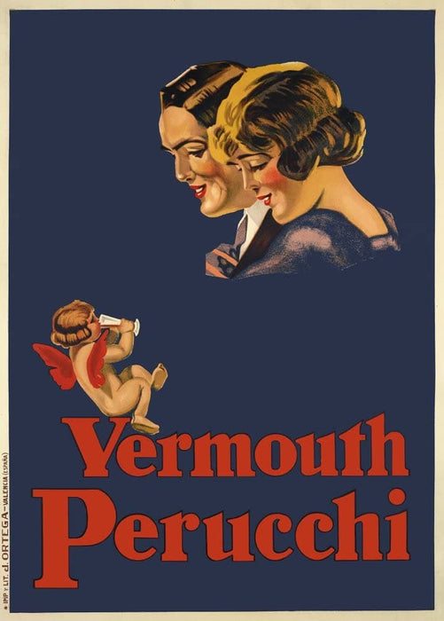 Vintage Beers, Wines and Spirits 'Vermouth Perucchi', Spain, 1920-30's, Reproduction 200gsm A3 Vintage Art Deco Poster