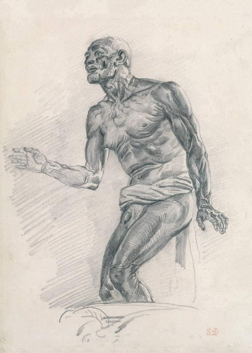 Eugene Delacroix 'Study of a Male Nude. Study for The Death of Seneca', France, 1838-40, Reproduction 200gsm A3 Classic Art Vintage Poster - World of Art Global Limited