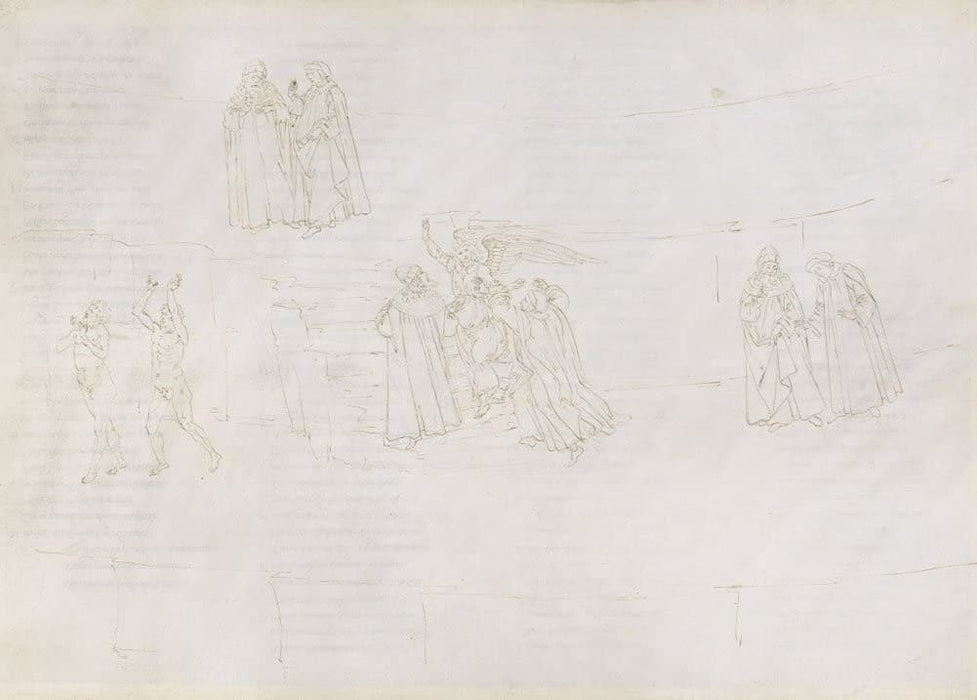 Sandro Botticelli 'Drawings for Dante´s Divine Comedy', Circa. 1480-1495, Reproduction 200gsm A3 Classic Art Poster