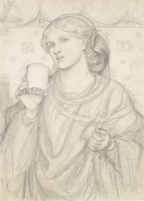 Dante Gabriel Rossetti 'The Loving Cup, Compositional Study', England, 1867, Reproduction 200gsm A3 Vintage Classic Art Poster - World of Art Global Limited