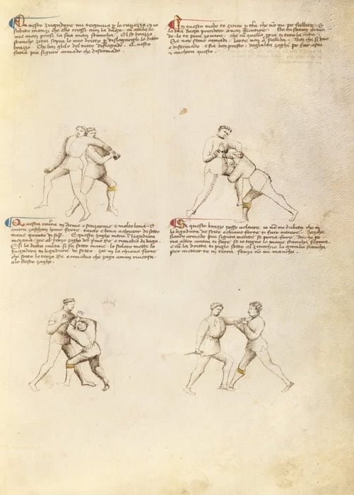 Vintage Martial Arts 'Position Chart 35', from 'Fior di Battaglia', Italy, 14th Century, Reproduction 200gsm A3 Swordfighting, Armed Combat and Self-Defence Poster