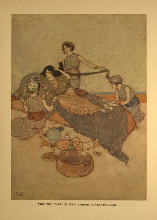 Edmund Dulac 'Till The Tale of her Mirror contented her', from 'Arabian Nights, One Thousand and One Nights', France, 1907, Reproduction 200gsm A3 Vintage Classic Art Poster - World of Art Global Limited
