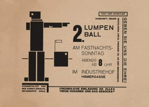 Franz Wilhelm Seiwert 'Lumpenball am Fastnachtssonntag im Industriehof', Germany, 1925, Reproduction 200gsm A3 Vintage Bauhaus Constructivism Art Poster - World of Art Global Limited