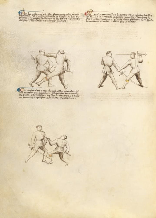 Vintage Martial Arts 'Position Chart 42', from 'Fior di Battaglia', Italy, 14th Century, Reproduction 200gsm A3 Swordfighting, Armed Combat and Self-Defence Poster