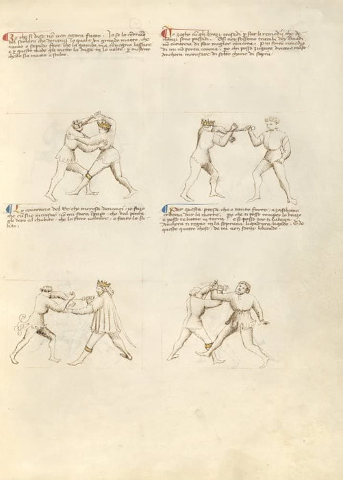Vintage Martial Arts 'Position Chart 43', from 'Fior di Battaglia', Italy, 14th Century, Reproduction 200gsm A3 Swordfighting, Armed Combat and Self-Defence Poster