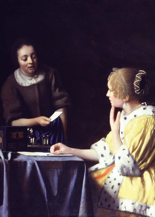 Johannes Vermeer 'Mistress and Maid, Detail', Netherlands, 1666-1667, Reproduction 200gsm Vintage A3 Classic Art Poster