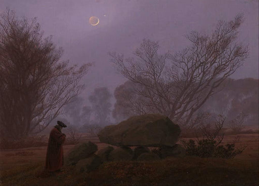 Caspar David Friedrich 'Walk at Dusk. Man Contemplating a Megalith', Germany, 1830-35, Reproduction 200gsm A3 Vintage Classic Art Poster - World of Art Global Limited