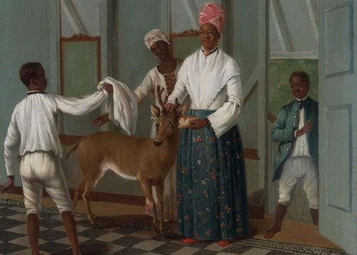 Agostino Brunius 'Servants Washing a Deer, Detail', 1775, West Indian, Caribbean, Reproduction 200gsm A3 Vintage Classic Art Poster - World of Art Global Limited