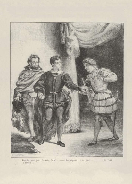 Eugene Delacroix 'Hamlet and Guildenste', France, 1834-43, Reproduction 200gsm A3 Shakespeare Classic Art Poster - World of Art Global Limited