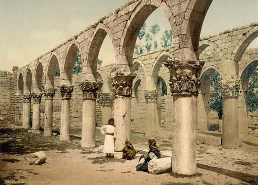 Colonnade of The Ancient Mosque, Baalbek, Holy Land Antique Photo, 1890's, Reproduction 200gsm A3, Israel, Palestine, Vintage Travel Poster - World of Art Global Limited