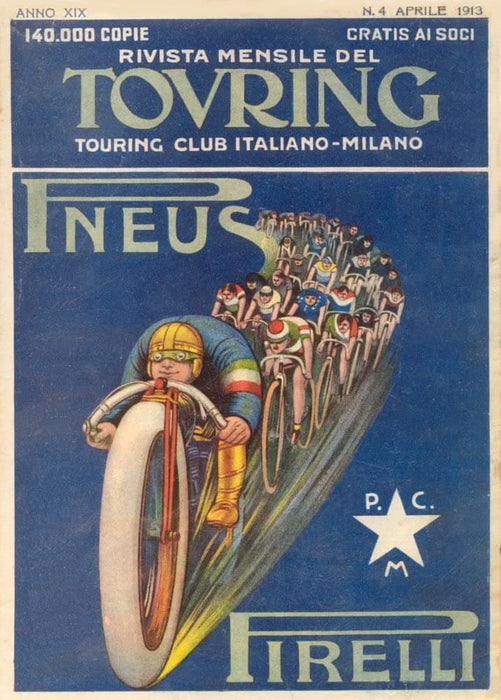 Vintage Cycling 'Pirelli Pneu', Italy, 1913, Reproduction 200gsm A3 Vintage Art Deco Cycling Poster