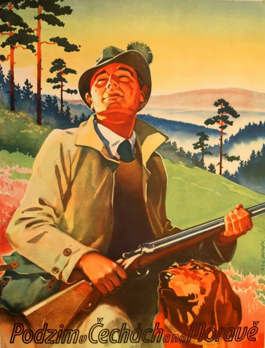 Vintage Travel Czechoslavakia 'Autumn Hunting in Bohemia and Moravia', Circa. 1950's, Reproduction 200gsm A3 Vintage Travel Poster
