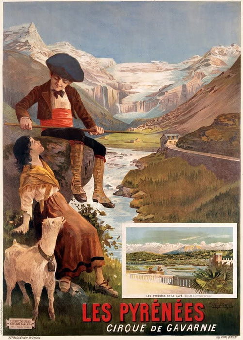 Vintage Travel France 'Pyrenees Cirque de Gavarnie', 19th Century, Reproduction 200gsm A3 Vintage Travel Poster