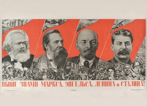 Gustav Klutsis 'Raise High The Banner of Marx, Engels, Lenin and Stalin', Russia, 1933, Reproduction 200gsm A3 Vintage Russian Constructivism Communist Propaganda Poster - World of Art Global Limited