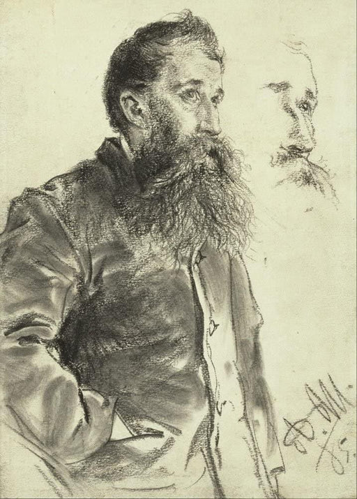 Adolph von Menzel 'Study of a Man with a Beard, His Hand in His Pocket', German Realism, 1885, Reproduction 200gsm A3 Vintage Classic Art Poster - World of Art Global Limited