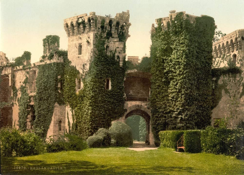 Vintage Travel Wales 'Raglan Castle, I', Circa 1890-1910, Reproduction 200gsm A3 Vintage Photography Travel Poster