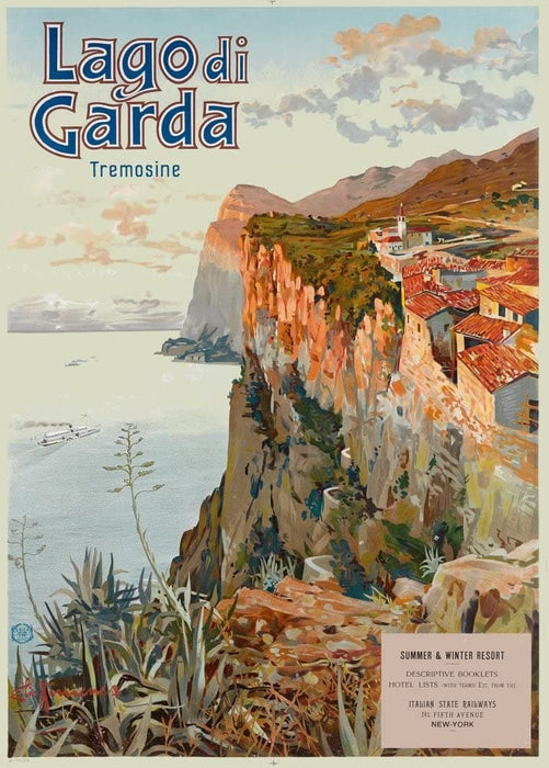 Vintage Travel Italy 'Lago di Garda', 1905, Reproduction 200gsm A3 Vintage Art Deco Travel Poster
