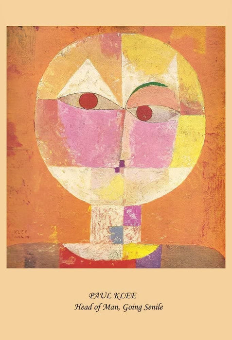 Paul Klee 'Head of Man, Going Senile, Reproduction 200gsm A3 Abstract, Bauhaus Vintage Classic Art Poster