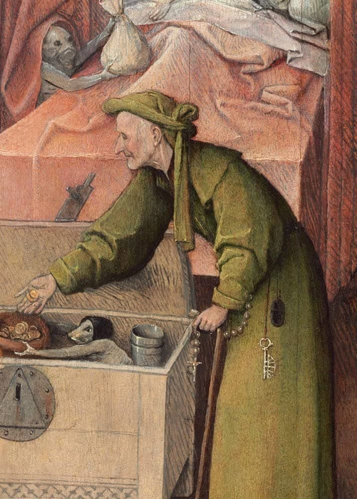 Hieronymus Bosch 'The Payment, from Death and The Miser, Detail', Netherlands, 1485-90, Reproduction 200gsm A3 Vintage Classic Art Poster
