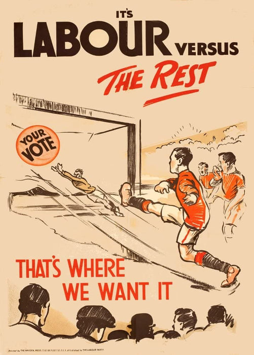 Vintage Labour Party Propaganda 'It's Labour Verses The Rest', 1924, Reproduction 200gsm A3 Vintage British Propaganda Poster