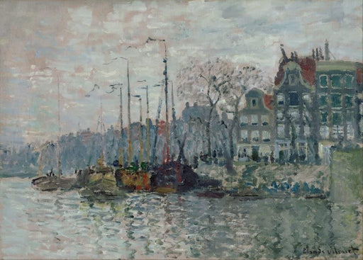 Claude Monet 'View of The Prins Hendrikkade and The Kromme Waal in Amsterdam', France, 1874, Impressionism, Reproduction 200gsm A3 Vintage Classic Art Poster - World of Art Global Limited