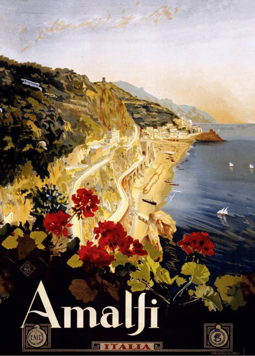Vintage Travel Italy 'Amalfi', 1927, Reproduction 200gsm A3 Vintage Art Deco Travel Poster
