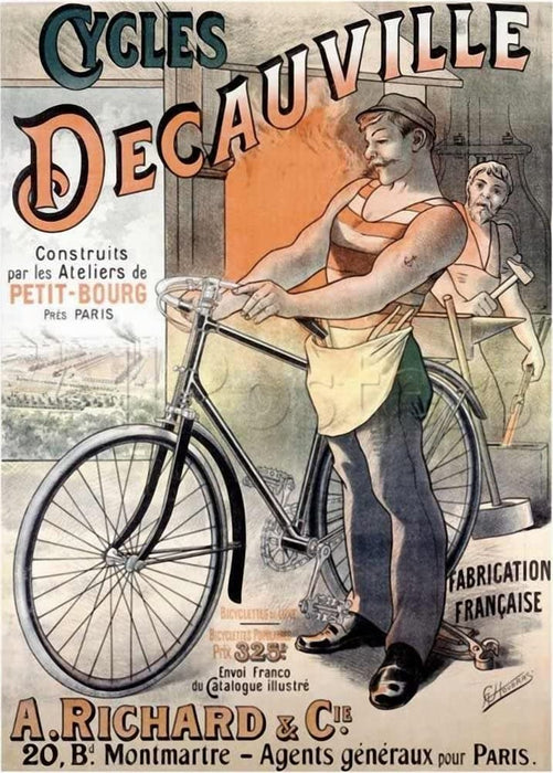 Vintage Cycling 'Cycles Decauville, Paris', France, 1882, Reproduction 200gsm A3 Vintage Art Nouveau Cycling Poster