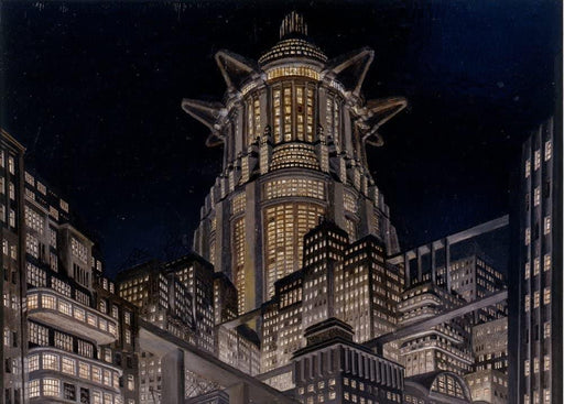 Erich Kettelhut 'Metropolis', Sketch for The Movie Set, Germany, 1927, Reproduction 200gsm A3 Futurism Vintage Classic Art Poster - World of Art Global Limited