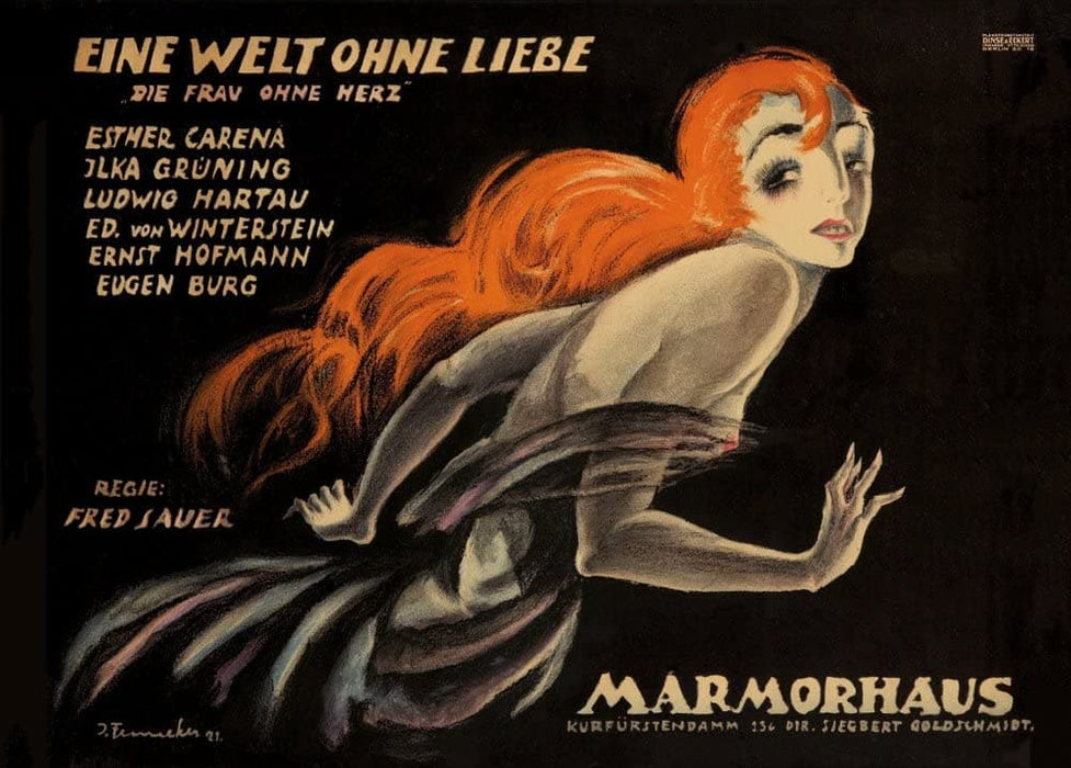Vintage Film and Theatre 'Eine Welt Ohne Liebe' Showing at The Marmorphaus, Berlin, Germany, 1920, Josef Fenneker, Reproduction 200gsm A3 Vintage Classic Movie Poster