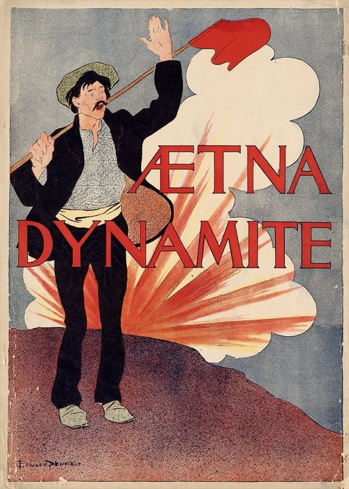 Vintage Literature 'Aetna Dynamite', U.S.A, 1895, Edward Penfield, Reproduction 200gsm A3 Vintage Art Nouveau Poster