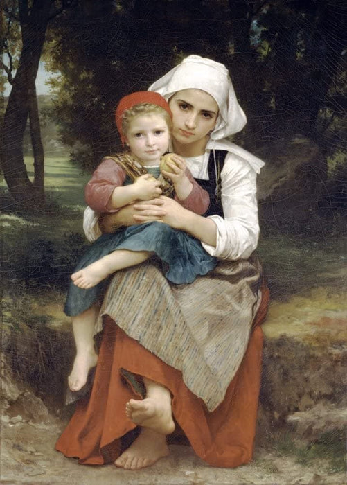 William-Adolphe Bouguereau 'Breton Brother and Sister', France, 1871, Reproduction 200gsm A3 Vintage Art Poster