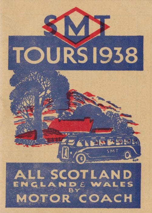 Vintage Travel Scotland 'Edingburgh Motor Coach Tours for All Scotland, England and Wales', 1938, Reproduction 200gsm A3 Vintage Art Deco Travel Poster