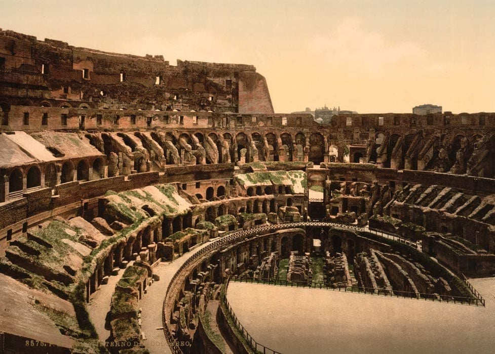 Vintage Travel Italy 'Interior of Coliseum, Rome', Circa. 1890-1910, Reproduction 200gsm A3 Vintage Travel Photography Poster