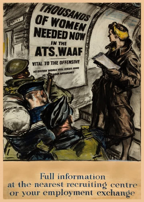 Vintage British WW11 Propaganda 'A.T.S and W.A.A.F Thousands of Women Needed', England, 1939-45, Reproduction 200gsm A3 Vintage British Propaganda Poster