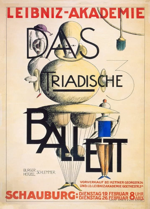 Vintage Bauhaus 'Das Triadische Ballet, Germany, 1921, Oskar Schlemmer, Reproduction 200gsm A3 Vintage Bauhaus Poster