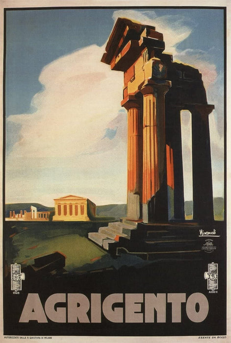Vintage Travel Italy 'Agrigento', 1928, Reproduction 200gsm A3 Vintage Art Deco Travel Poster