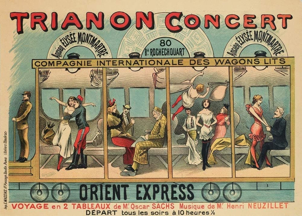 Vintage Travel Orient Express 'Trianon Concert, Paris', 1896, Reproduction 200gsm A3 Vintage Art Nouveau Travel Poster
