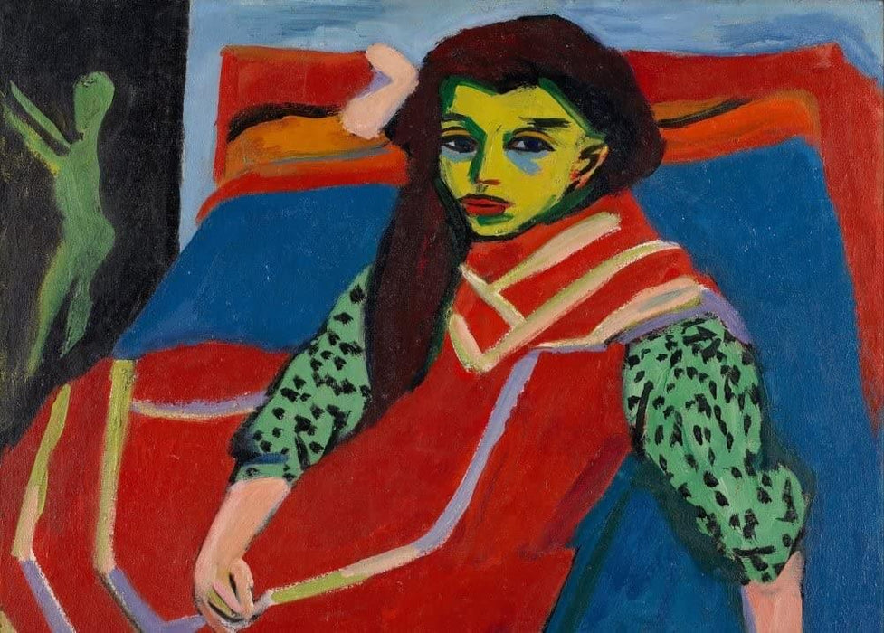 Ernst Ludwig Kirchner 'Seated Girl, Detail', Germany, 1910-1920, Reproduction 200gsm A3 Vintage Classic Art Poster - World of Art Global Limited