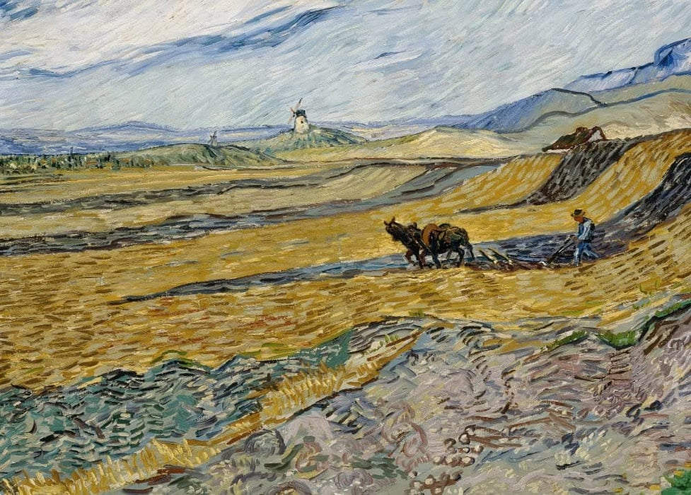 Vincent Van Gogh 'Enclosed Field with Ploughman, Detail', 1889, Netherlands, Reproduction 200gsm A3 Vintage Classic Art Poster