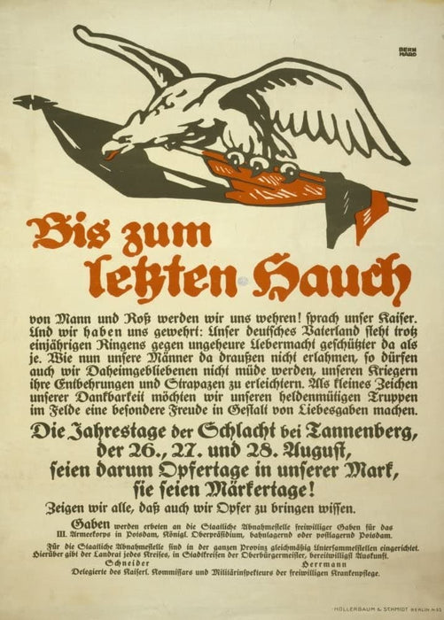 Vintage German WW1 Propaganda 'Until The Last Breath', Germany, 1914-18, Reproduction 200gsm A3 Vintage German Propaganda Poster