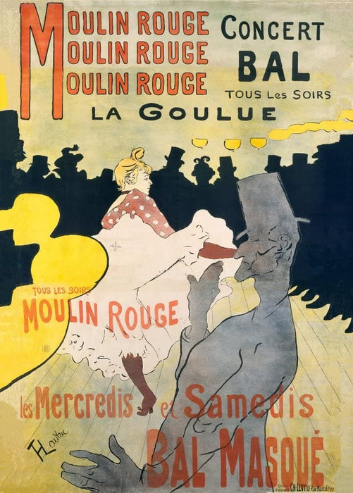 Henri de Toulouse-Lautrec 'Moulin Rouge, 1891, Reproduction 200gsm A3 Vintage Classic Art Nouveau Poster