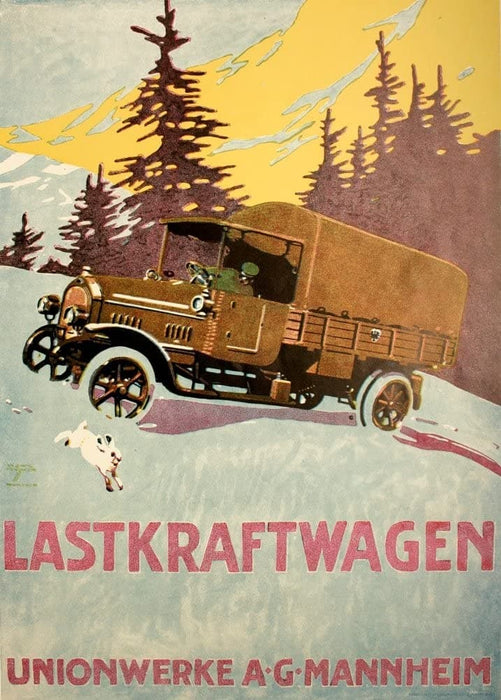Vintage Automobile 'Mannheim Automobile Manufacturers', Germany, 1914-18, Reproduction 200gsm A3 Vintage German WW1 Automobile Poster